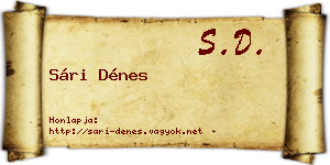 Sári Dénes névjegykártya